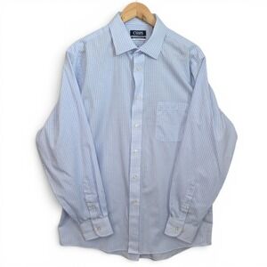 Chaps Shirt Mens 16-16.5 34/35 Large Blue Gingham Check Button Regular Fit‎